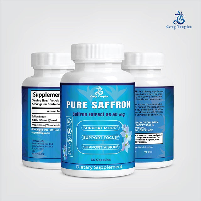 Saffron Supplement - Pure Saffron Extract 88.50 mg - Natural Support for Healthy Weight, Mood Balance & Metabolism - Saffron Capsules for Unisex - Eye & Heart Wellness - 60 Capsules